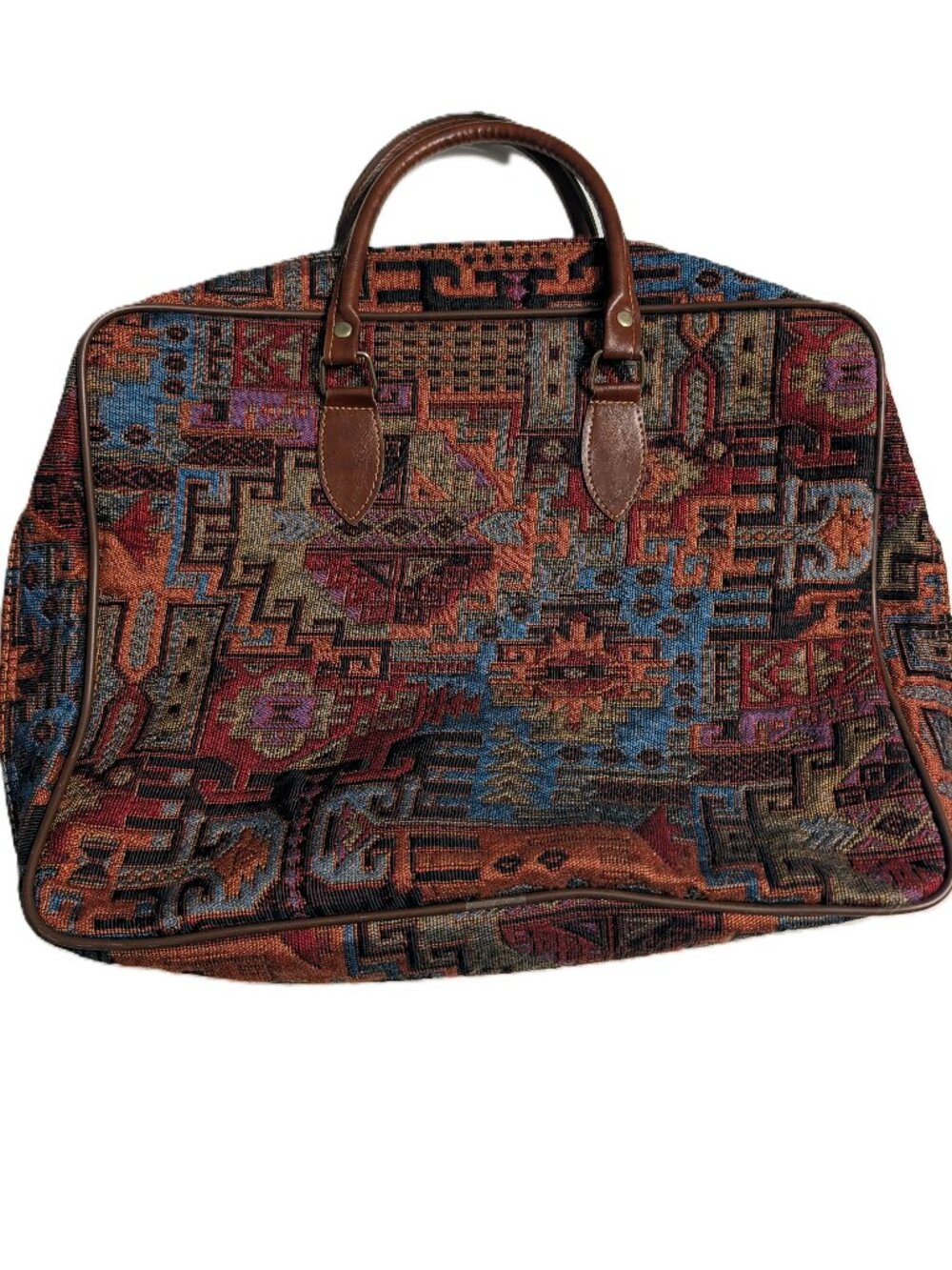 VTG Southwestern Aztec Tapestry Large Purse Computer Bag Academia Boho Handbag